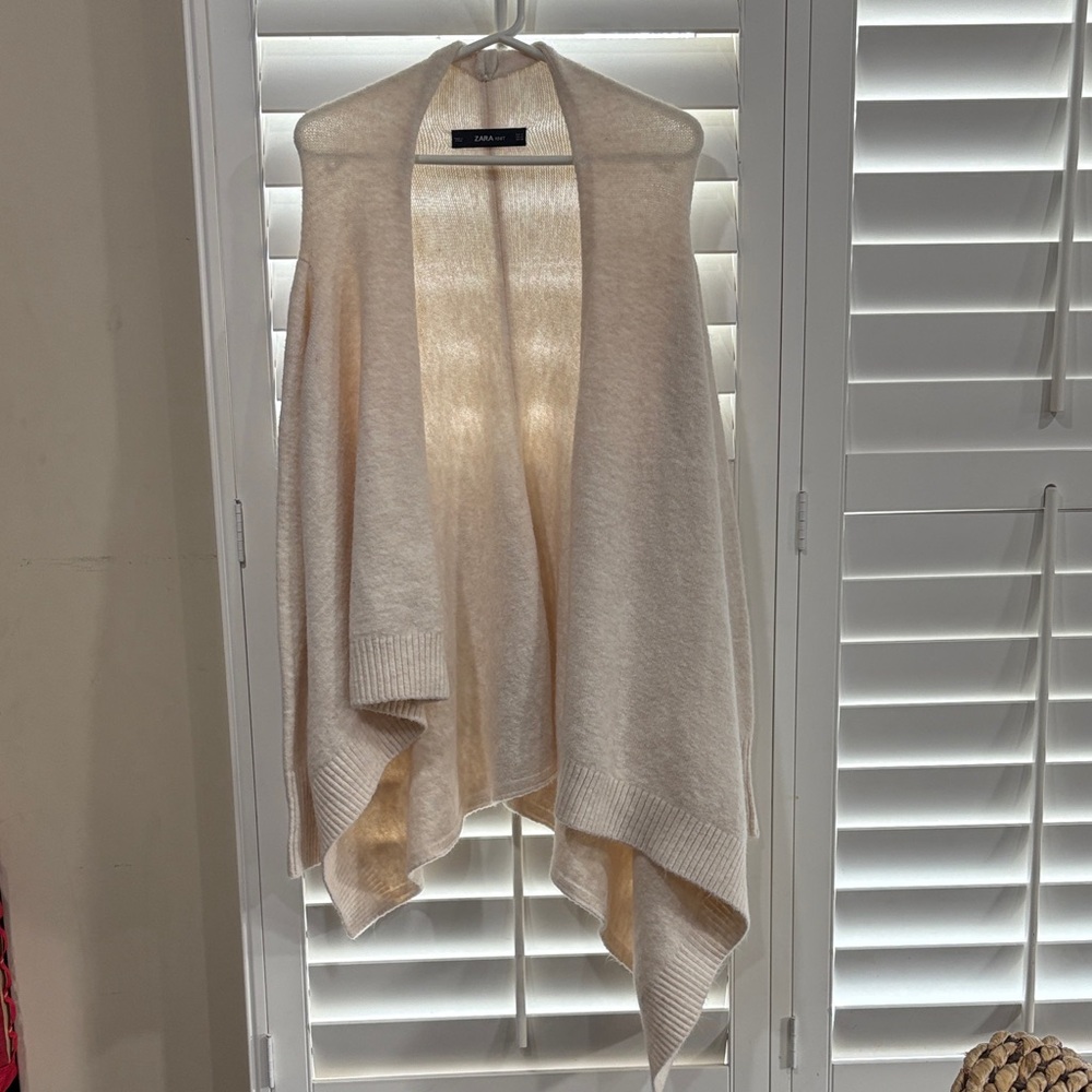 Zara Cream Open-Front Poncho
